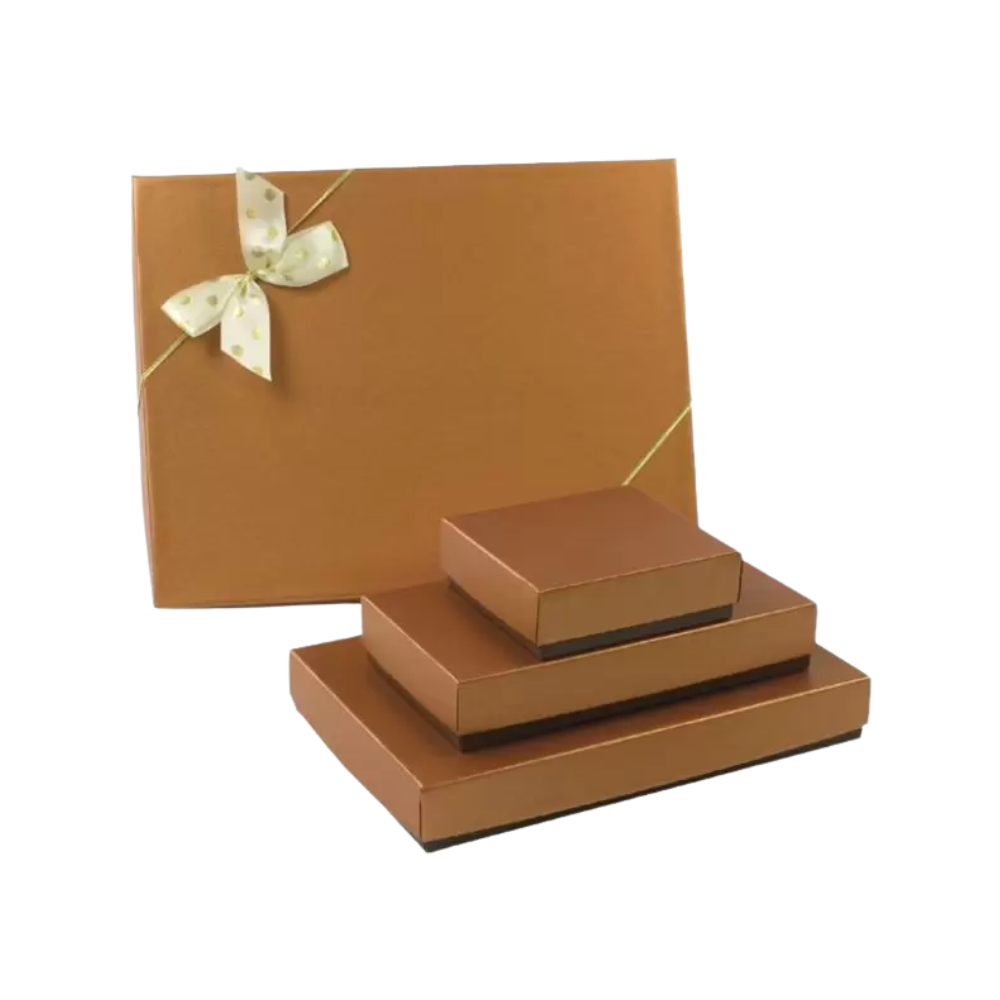 Caramel Lid / Dark Chocolate Base Rigid Candy Boxes