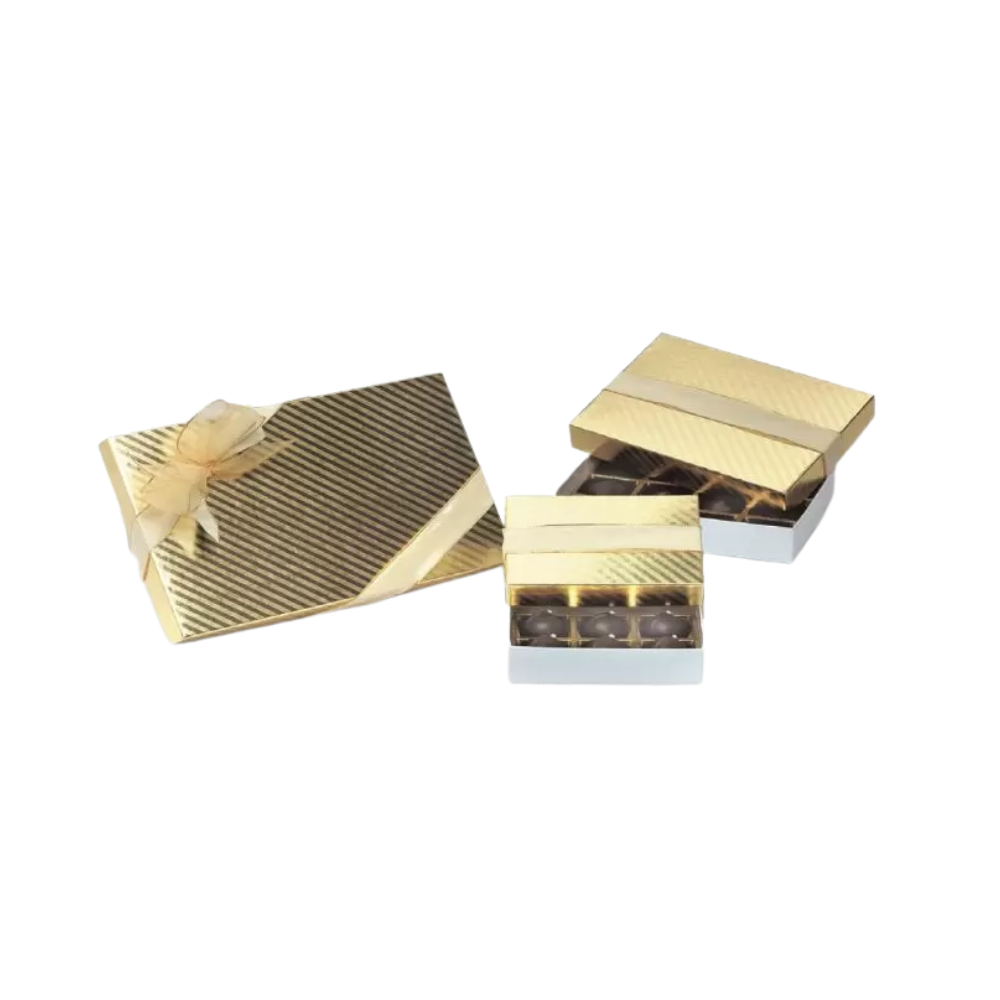 Gold Foil Stripe Set Up Chocolate Boxes
