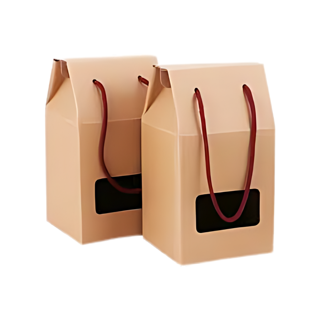 Rope Handle Kraft Gift Boxes with Clear Window