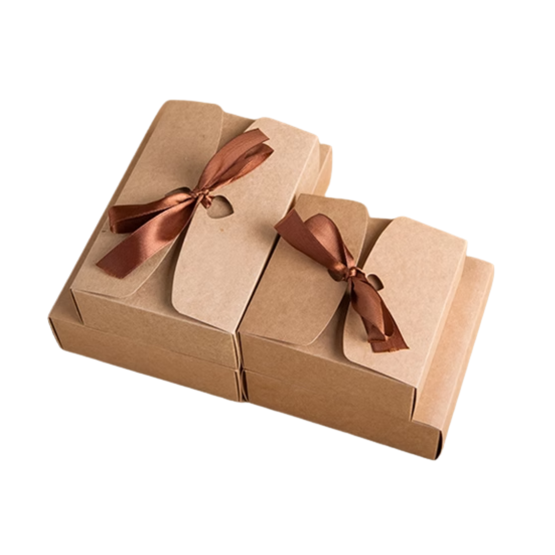 Ribbon Closure Kraft Flat Pack Gift Boxes