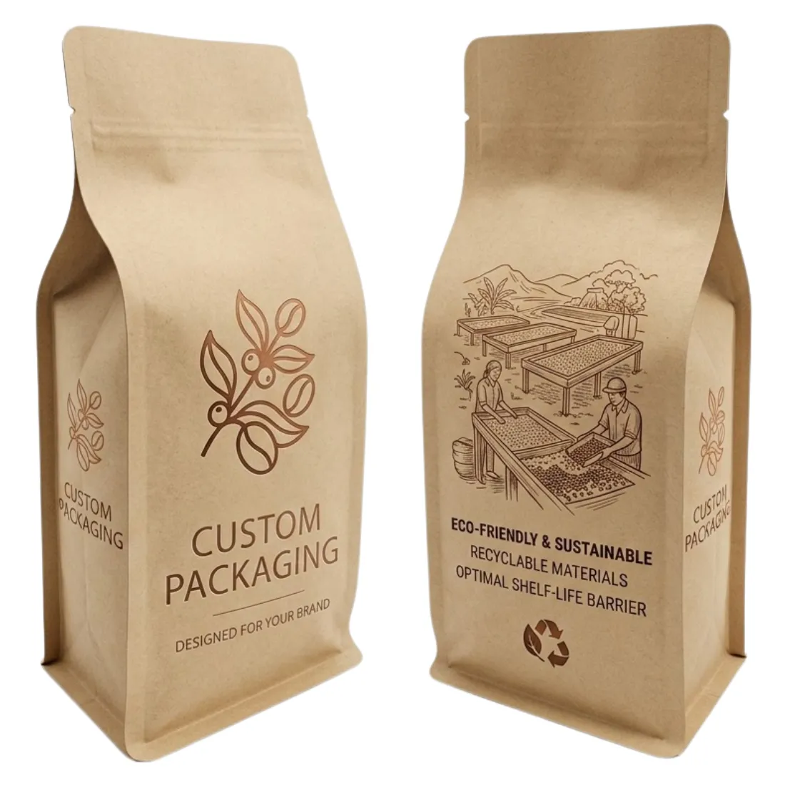 Custom Coffee Kraft Bags