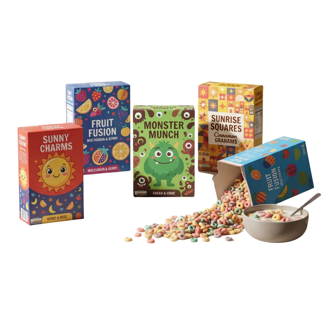 Custom Colorful Cereal Boxes